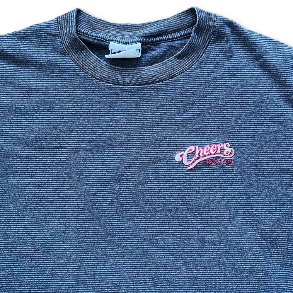 Vintage 90s‎ Cheers Boston Striped Blue T-shirt Large